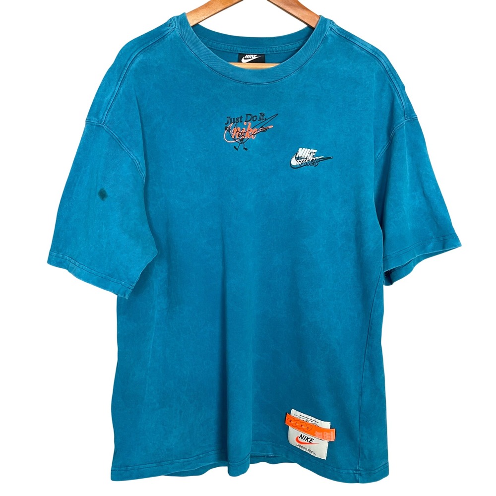 Nike T-Shirt Authentically Distorted Blue FLAWS Drip Tee Eyes Short Sleeve Small